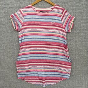 Lauren‎ Ralph Lauren Striped T-Shirt Dres w/ Pockets Casual Tee Sz S Beach Soft